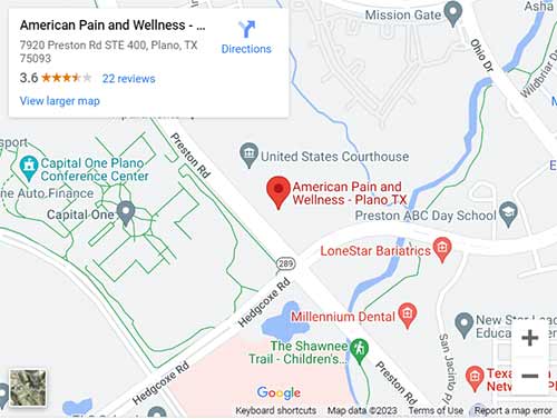 Directions from your location to American Pain and Wellness in Plano, TX